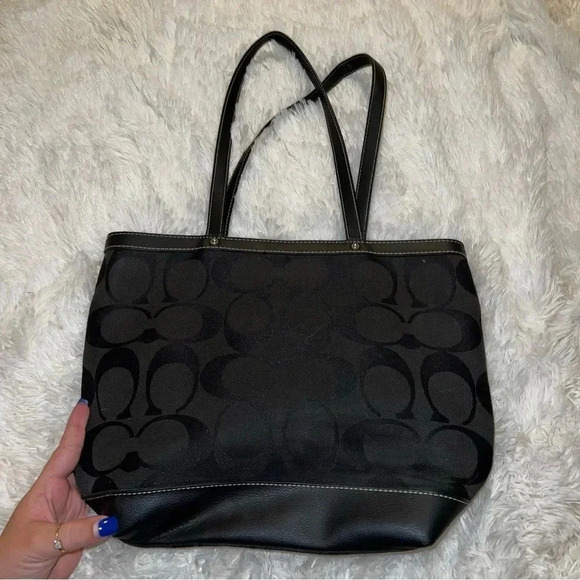 Black Coach Canvas Bag with Leather Flap Y2K - Picture 5 of 5
